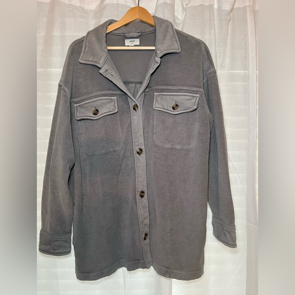 Aerie Gray Button-Up Jacket